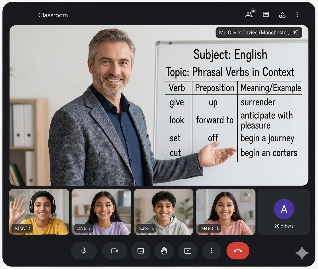 Online English lesson with live tutor